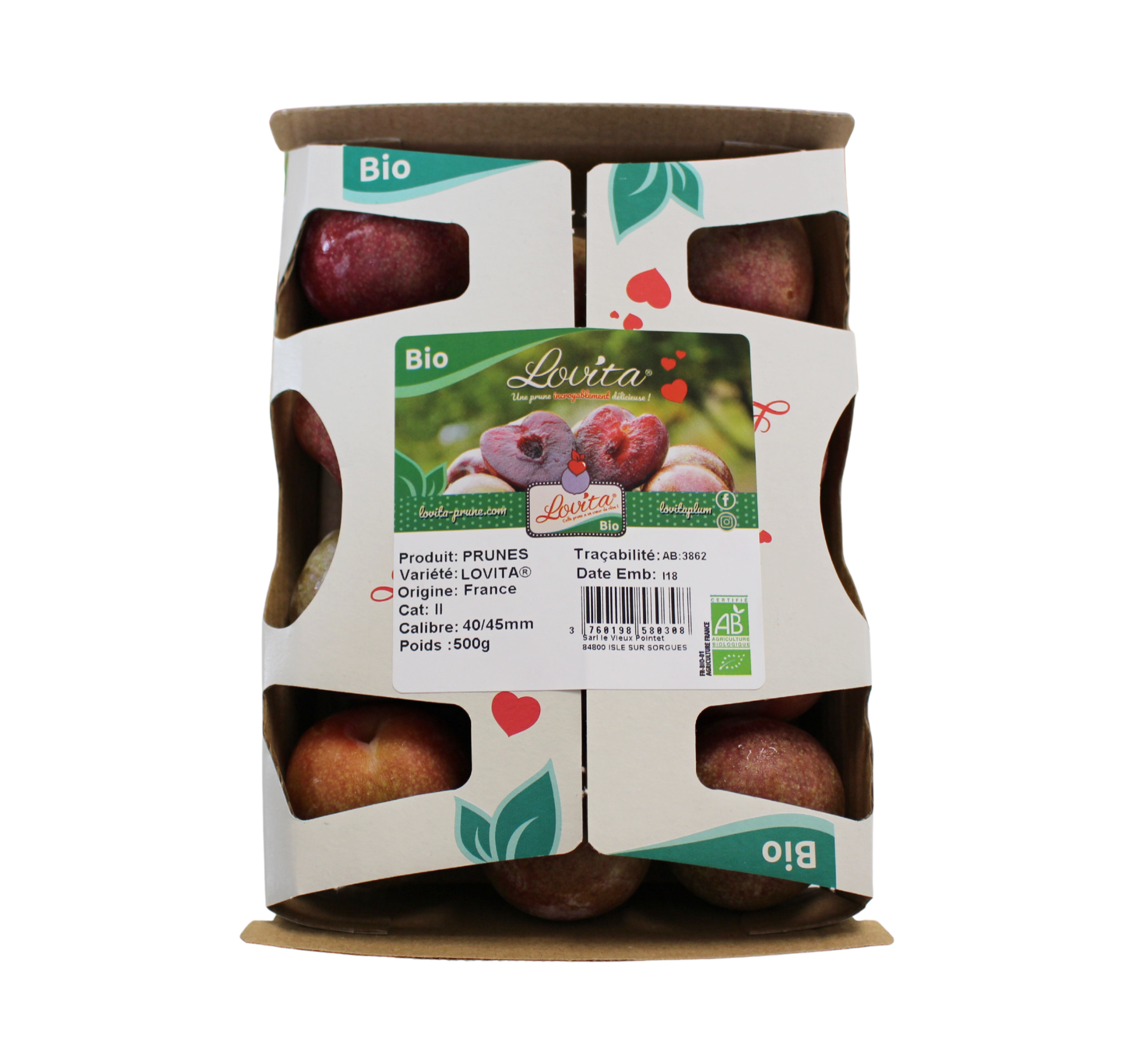 Barquette Prunes Lovita 500g